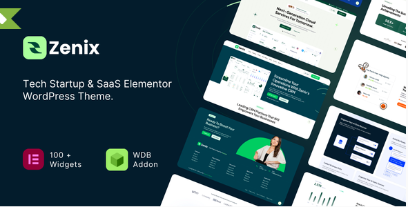 Zenix  - Tech Startup & SaaS Elementor WordPress Theme